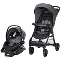 Safety 1st Smooth Ride travel system stroller with OnBoard FLX infant car seat, large canopy, ample storage, foldable, rear-facing.