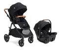 Joie Ginger and Mint Latch Travel System with infant car seat, stroller, all-terrain wheels, and built-in Latch system in Shale Dark.