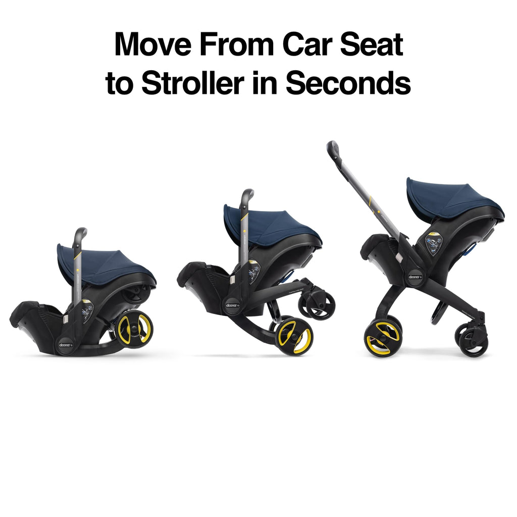 My Store Doona car seat and stroller in slate green, all-in-one travel system with adjustable handle and compact design