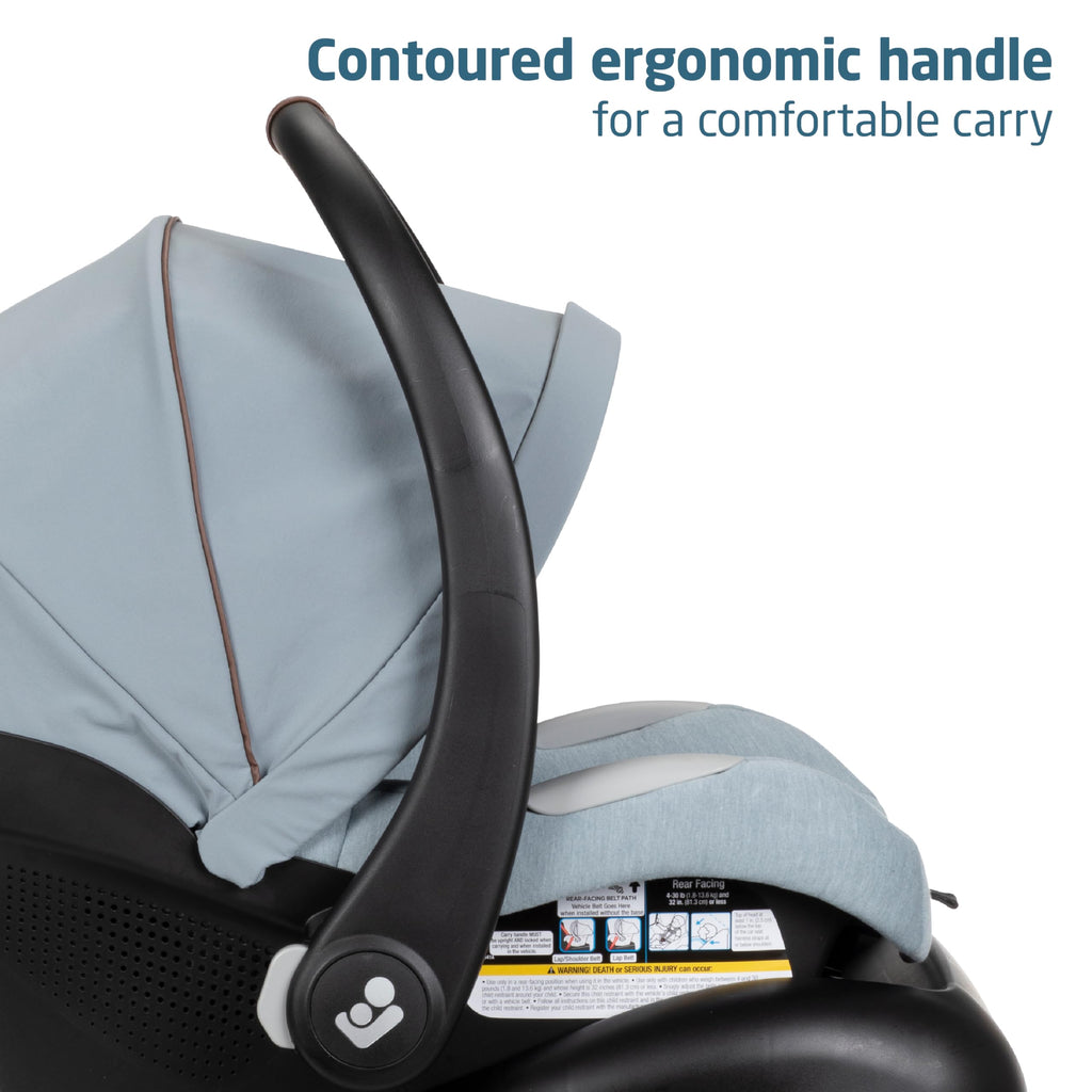 Maxi-Cosi Zelia Luxe 5-in-1 modular travel system with stroller and car seat, featuring adjustable components and modern design.