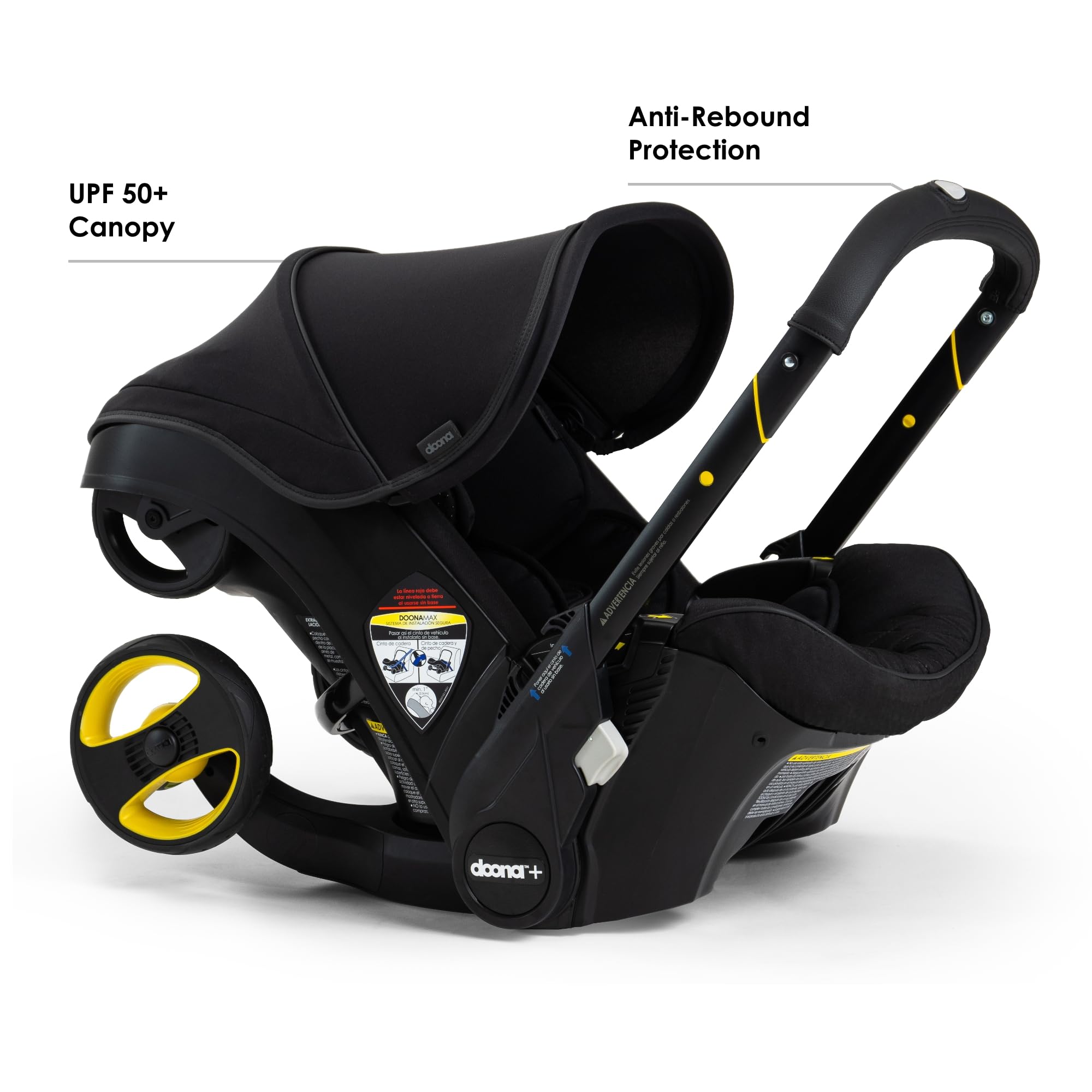My Store Doona car seat and stroller in slate green, all-in-one travel system with adjustable handle and safety harness.