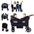Lightweight double wagon stroller for kids and cargo, with canopy, adjustable handle, cup holder, and 5-point harness for newborns and toddlers.