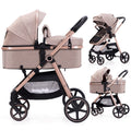 Lortsybab 2-in-1 baby stroller with reversible seat, beige folding infant pram for newborns and toddlers 0-36 months.