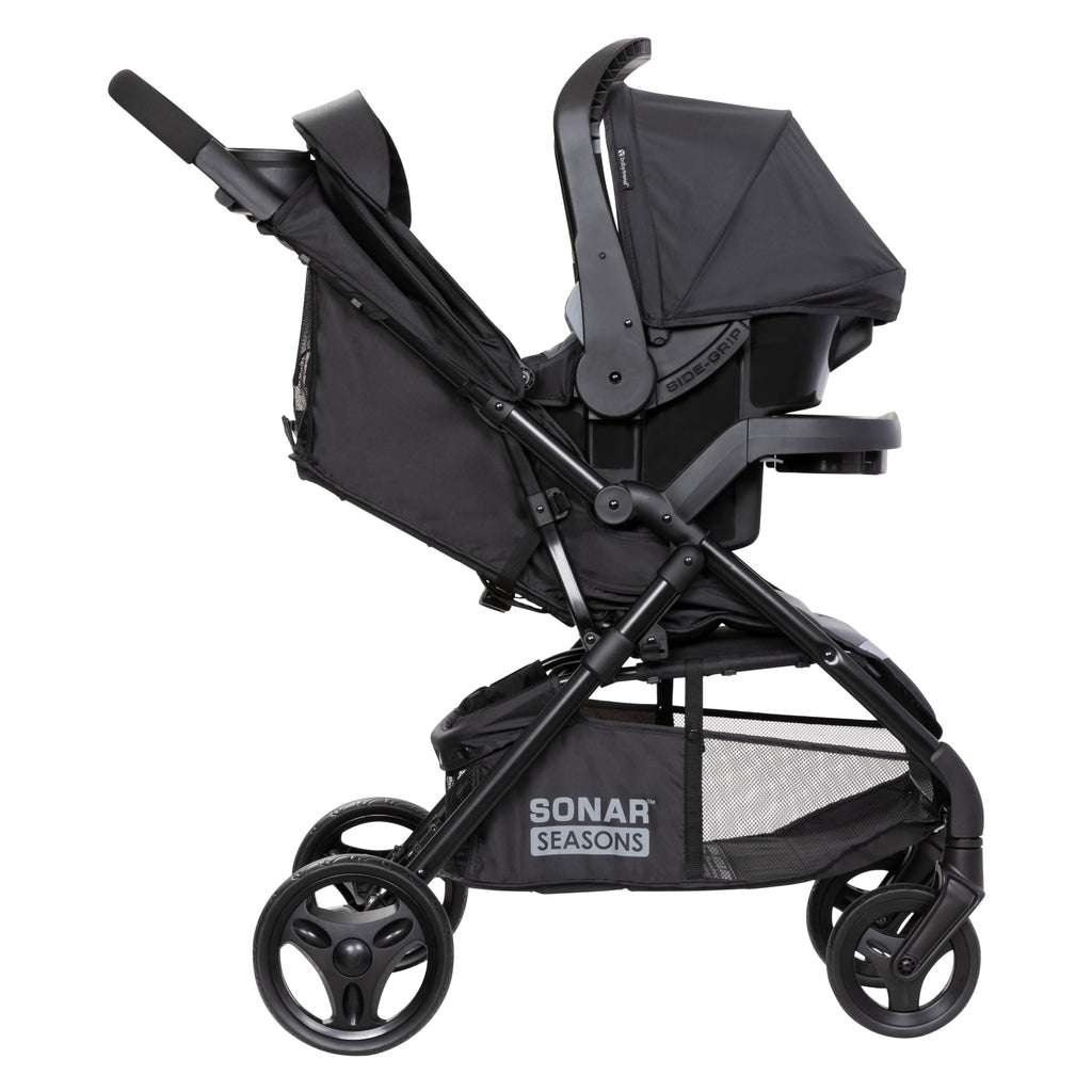 Baby Trend Passport Cargo Stroller travel system with pink bamboo fabric and EZ-Lift Plus infant car seat, suitable for infants.