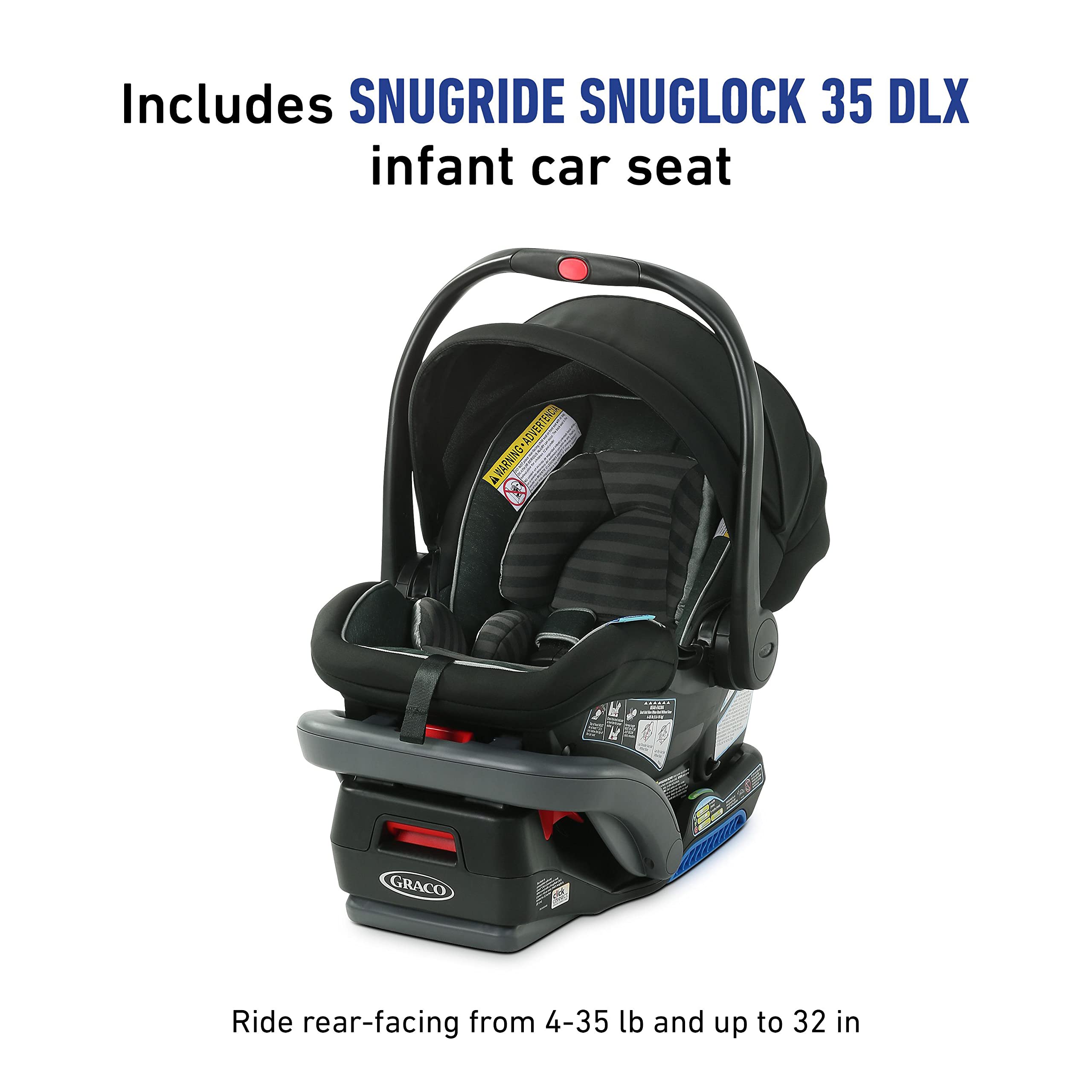 Graco Modes Nest travel system with SnugRide DLX infant car seat and toddler stroller, featuring adjustable slide-to-me carrier.