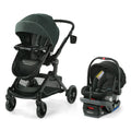 Graco Modes Nest 3-in-1 travel system with infant car seat and stroller, showing the adjustable stroller and SnugRide DLX infant seat.