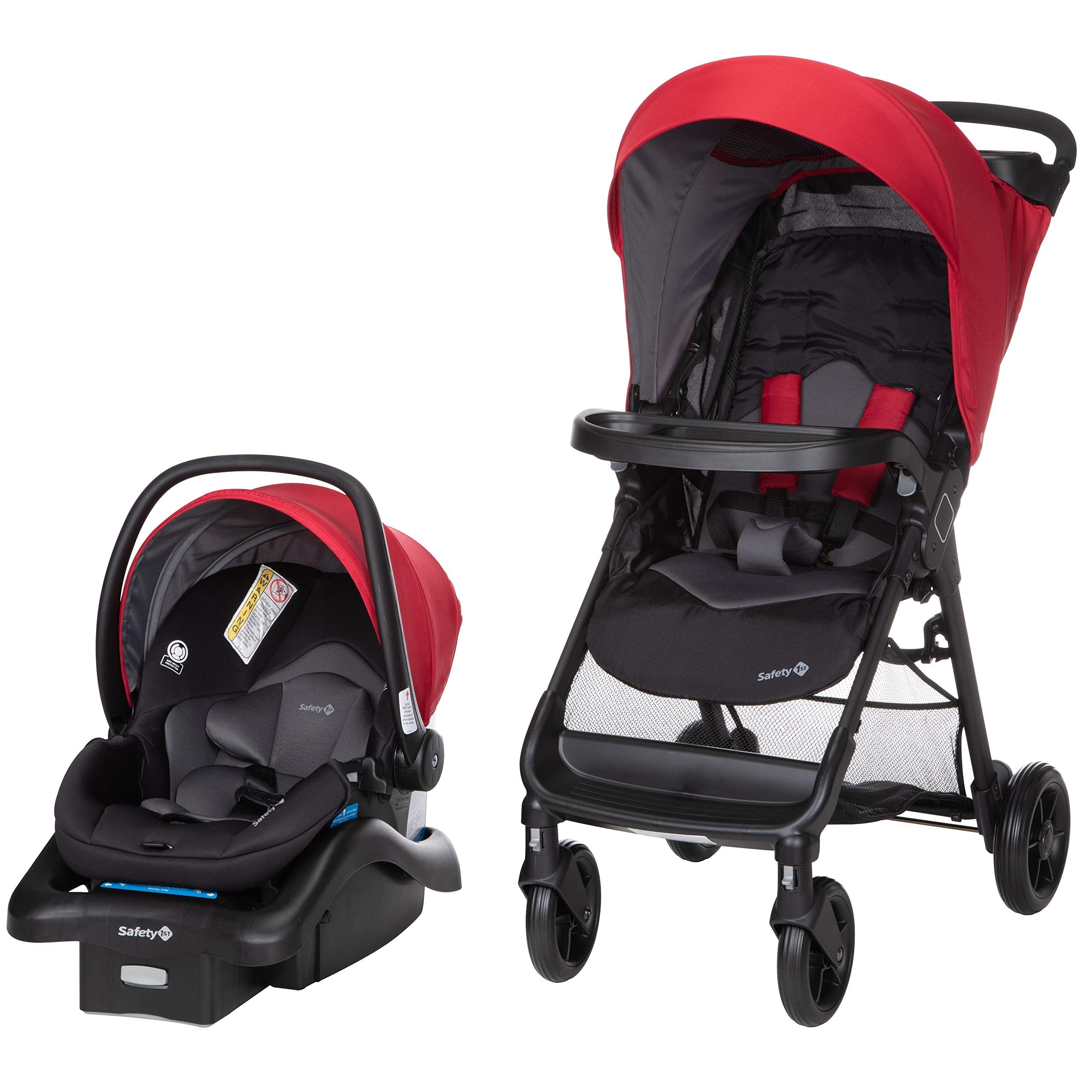 Safety 1st Smooth Ride travel system stroller with OnBoard FLX infant car seat, large canopy, foldable design, for newborn to toddler.