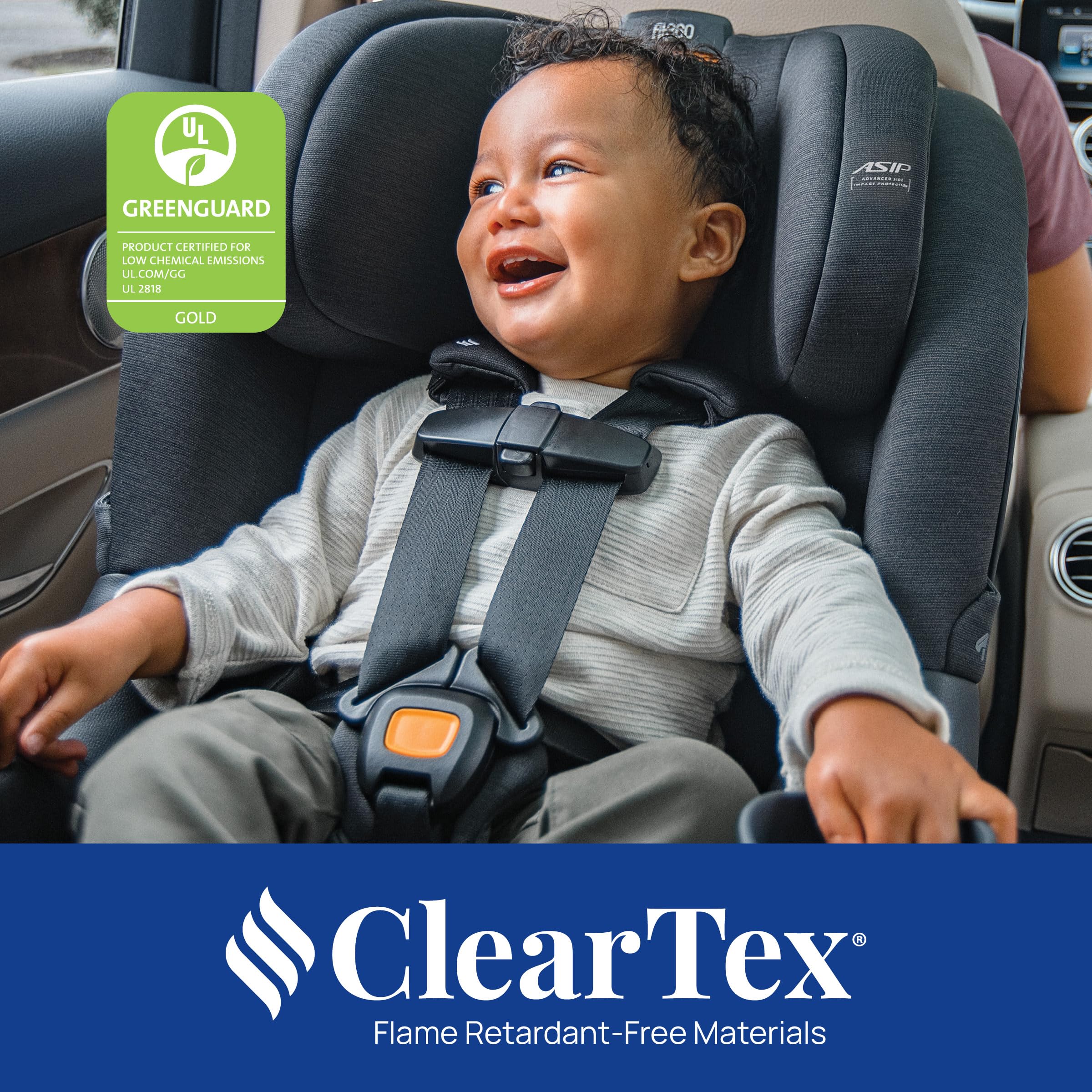 Chicco Fit360 ClearTex Rotating Convertible Car Seat With 360 Degree Rotation And Lever Lock System Obsidian Black